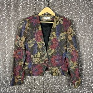 Vintage ANN TAYLOR‎ Tapestry Blazer Coat Great Colors Cotton Metallic Sz 10